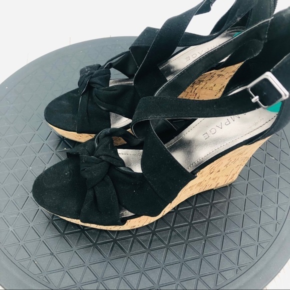 Rampage strap Black cork wedge sandals size 8‎ - Picture 6 of 13